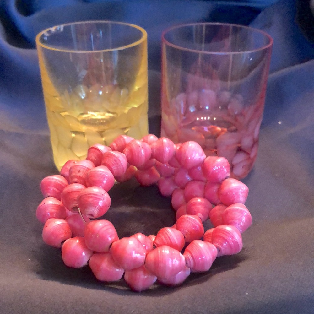 Pink Beaded Wrap Bracelet *shot glasses nfs!